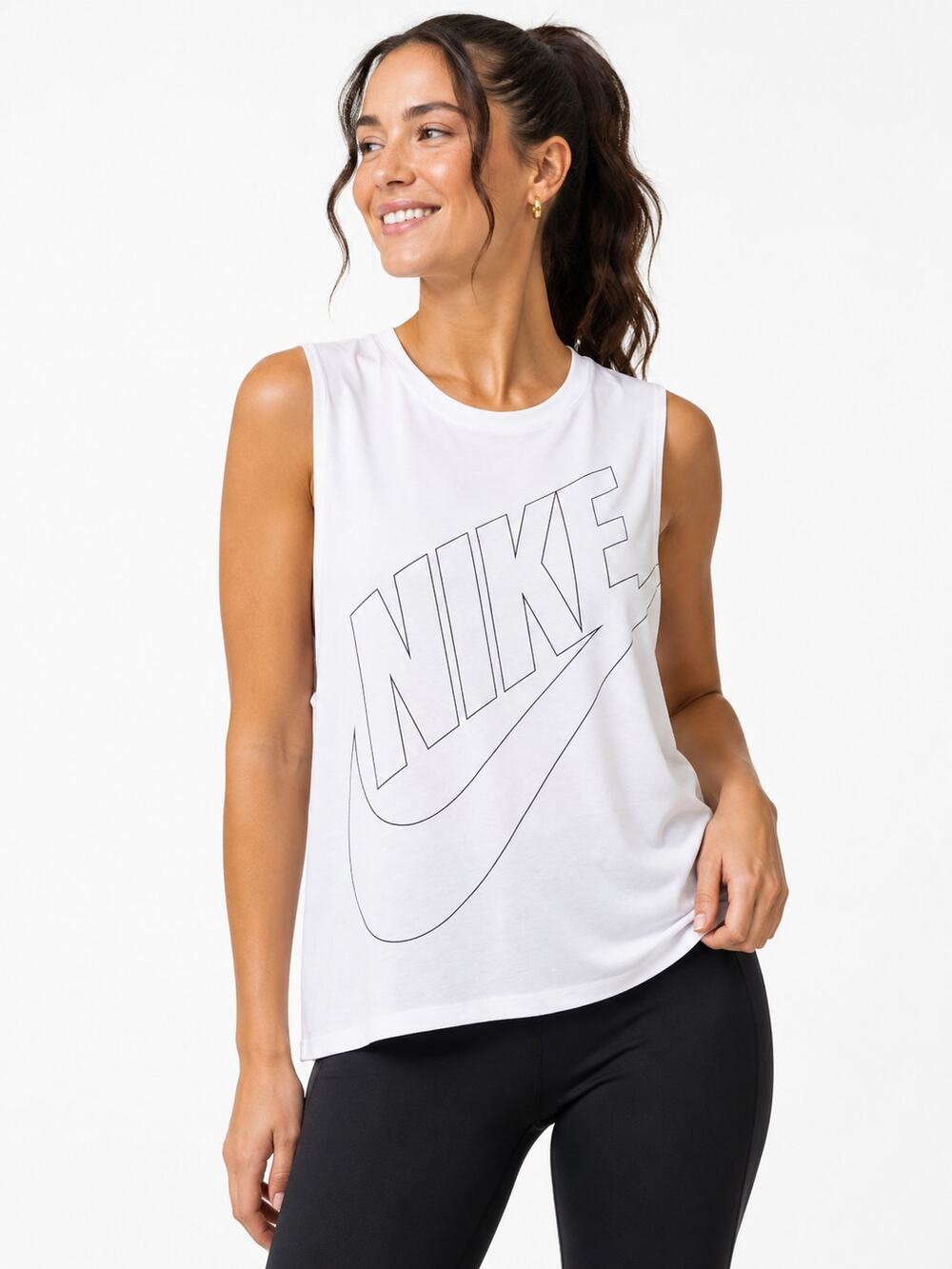 NWT Nike White Oversized Logo Dri Fit Muscle Tank Large